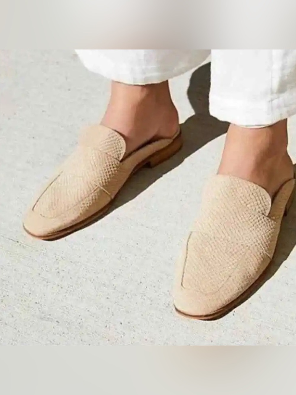 Free People At Ease Snake Embossed Suede Loafer Mules Sz 40 / 9-9.5 Quiet Luxury